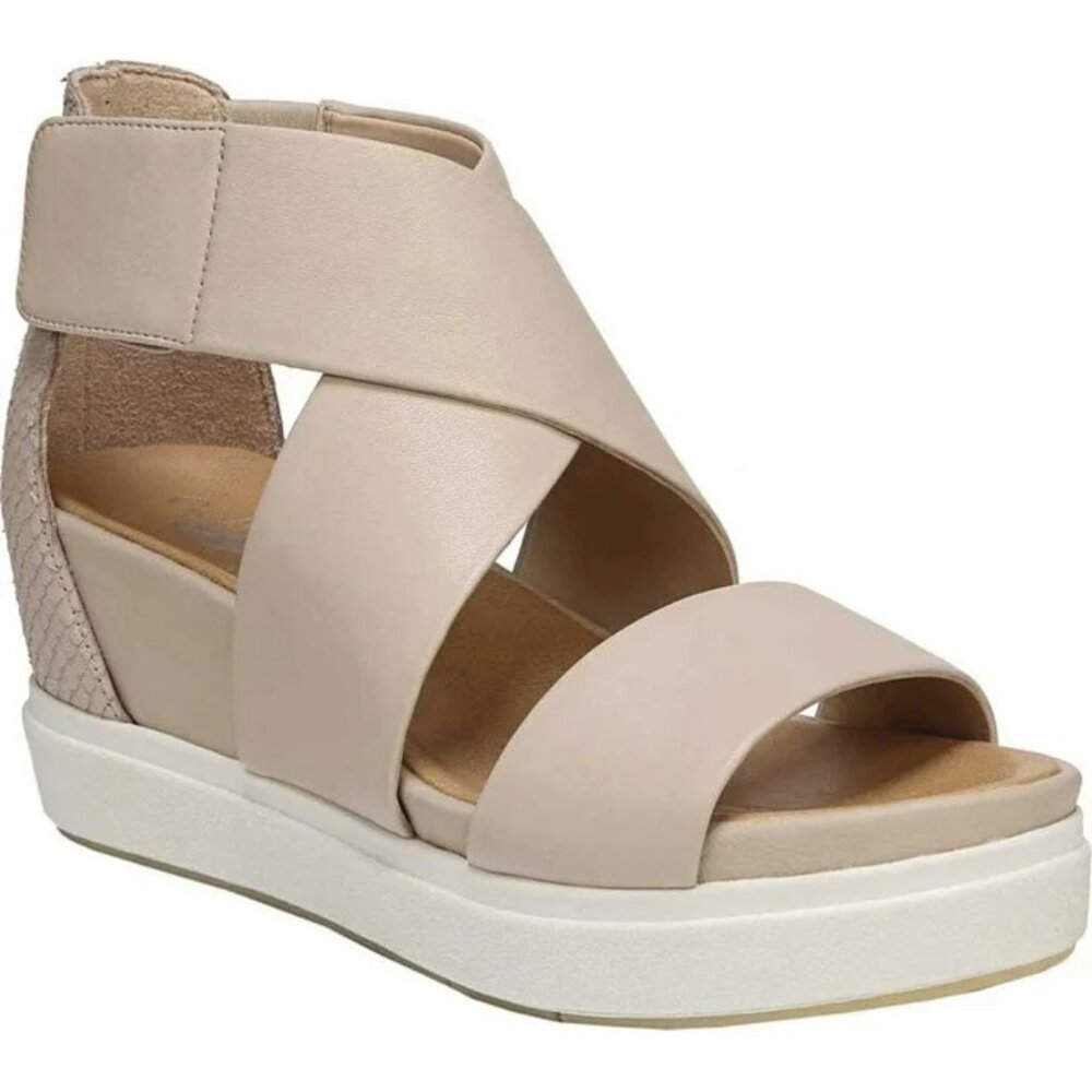 Dr. Scholl’s Scout High Wedge Sandals Palomino Suede Leather Size 8, Summer Shoe
